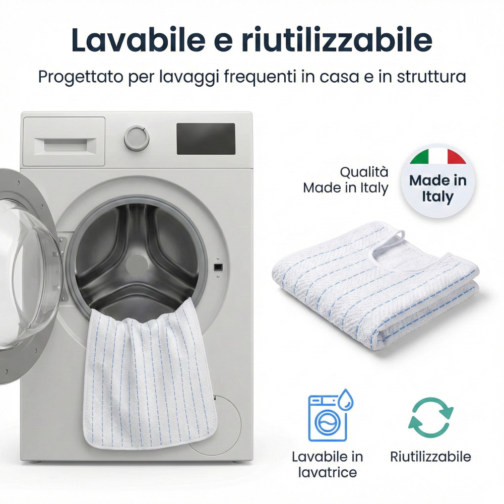 Bavaglione Adulto Cesare con Lacci 50x60 Set 3 o 6 Pezzi – Bavaglini Anziani Cotone Tinto in Filo Made in Italy