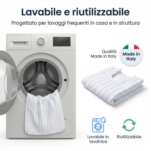 Bavaglione Adulto Cesare con Lacci 50x60 Set 3 o 6 Pezzi – Bavaglini Anziani Cotone Tinto in Filo Made in Italy