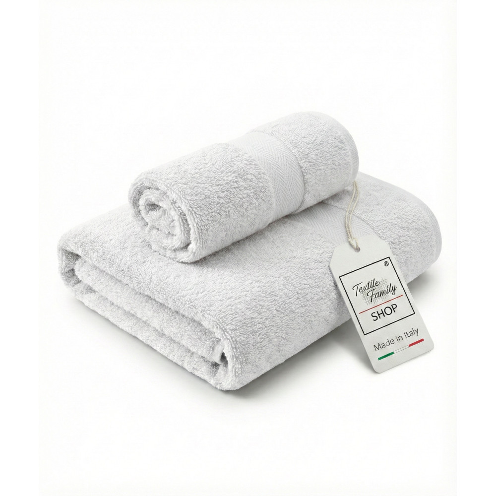 Paar White Face and Guest Towels – 100% Baumwoll-Frotee 450 g/m² Hergestellt in Italien