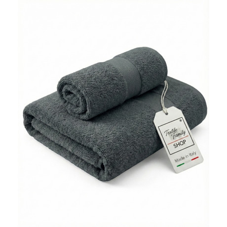 copy of Coppia Asciugamani Viso e Ospite in Spugna 100% Cotone 450 g/m² Verde Petrolio 60x110 e 40x60