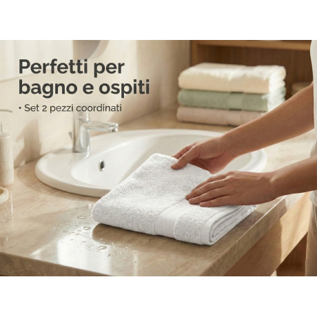 Pair of Face and Guest Towels Bluette – 100% Baumwoll-Terry 450 g/m² Hergestellt in Italien