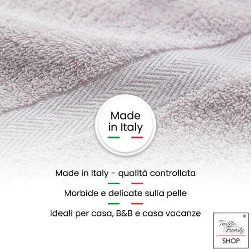 Coppia Asciugamani Viso e Ospite Tortora - Spugna 100% Cotone 450 g/m² Made in Italy