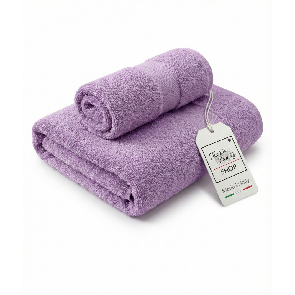 Un par de toallas Lila Face and Guest - 100% algodón Terry 450 g/m² Fabricado en Italia