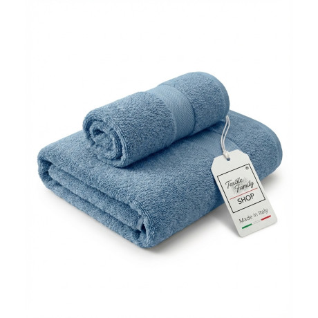 Par de toallas facial y para invitados de acero - 100% algodón de cero 450 g/m² fabricadas en Italia