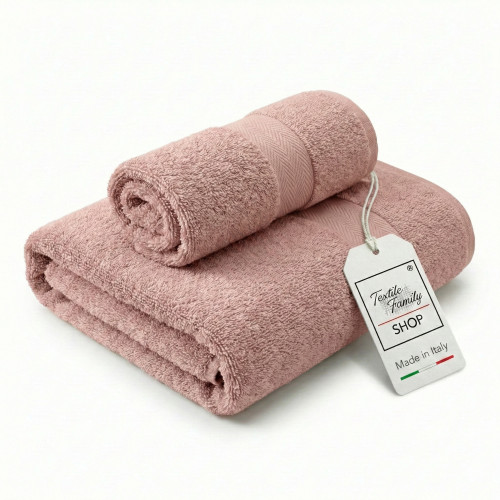 copy of Coppia Asciugamani Viso e Ospite in Spugna 100% Cotone 450 g/m² Verde Petrolio 60x110 e 40x60