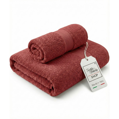 Coppia Asciugamani Viso e Ospite Fragola - Spugna 100% Cotone 450 g/m² Made in Italy