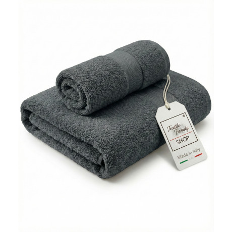 Pair of Grisaille Face and Guest Towels - 100% Cotton Terry 450 g/m² Made in Italy