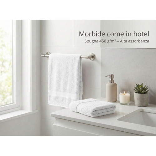 Pair de serviettes visage et invités en terre cuite - éponge 100 % coton 450 g/m² fabriquée en Italie