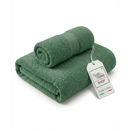 Pair de serviettes pour le visage et les invités Asperges - 100 % coton éponge 450 g/m² Fabriqué en Italie