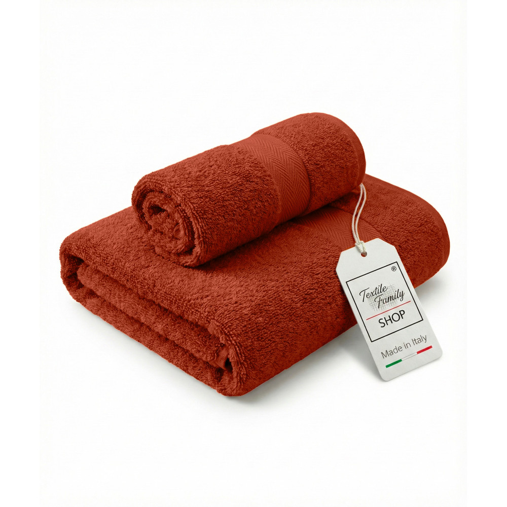 Un par de toallas Burnt Face and Guest - 100% algodón terry 450 g/m² Fabricado en Italia