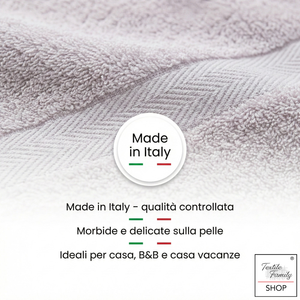Paire de serviettes Luna Face et Guest - 100 % coton éponge 450 g/m² Fabriqué en Italie
