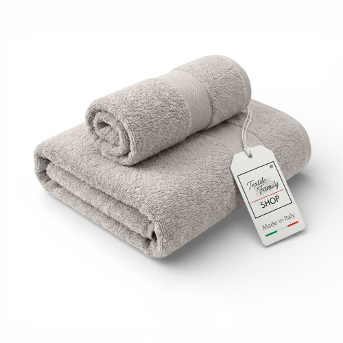 copy of Coppia Asciugamani Viso e Ospite in Spugna 100% Cotone 450 g/m² Verde Petrolio 60x110 e 40x60