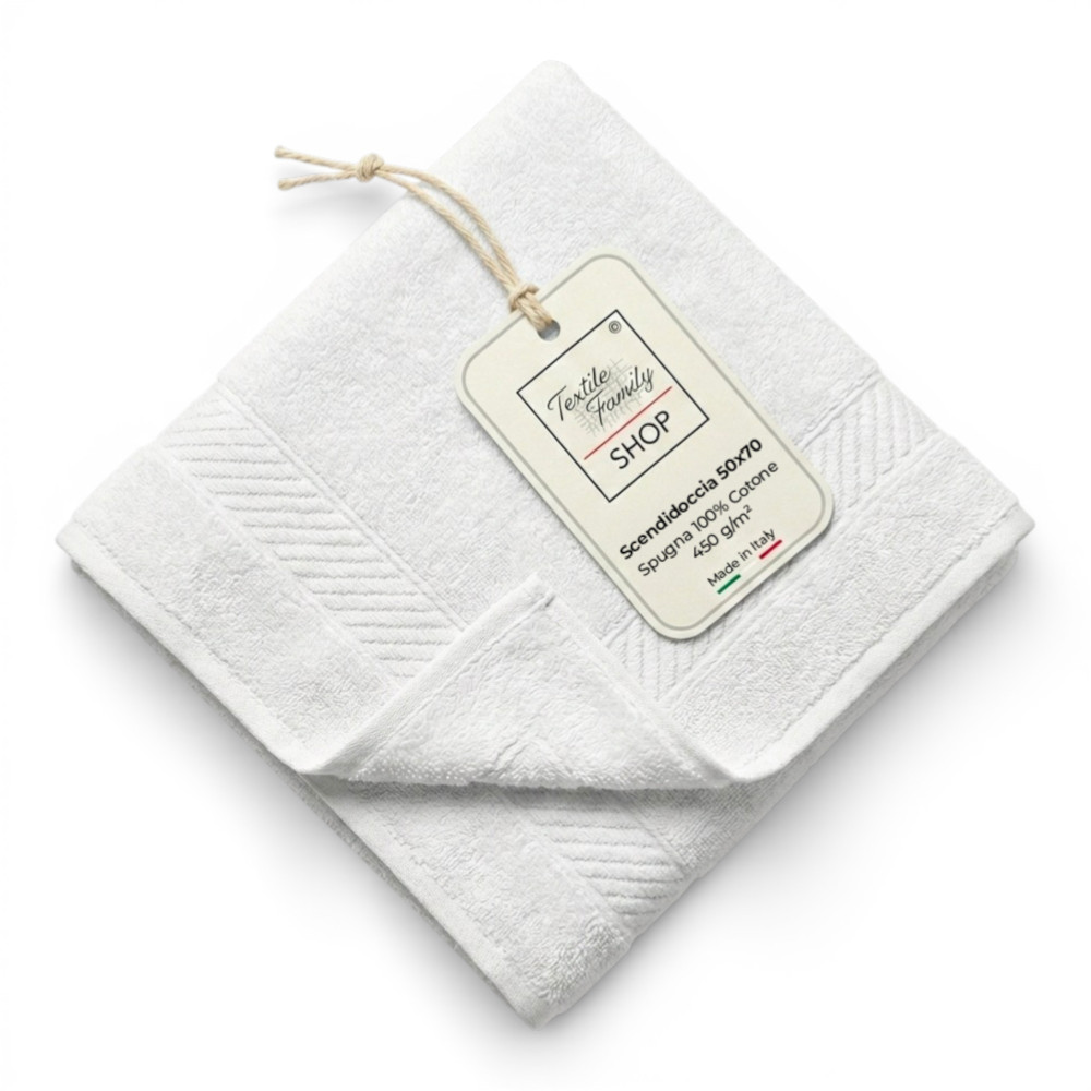 Esterilla blanca de ducha de baño 50x70 esponja de algodón 450 g/m² - Esterilla de ducha fabricada en Italia