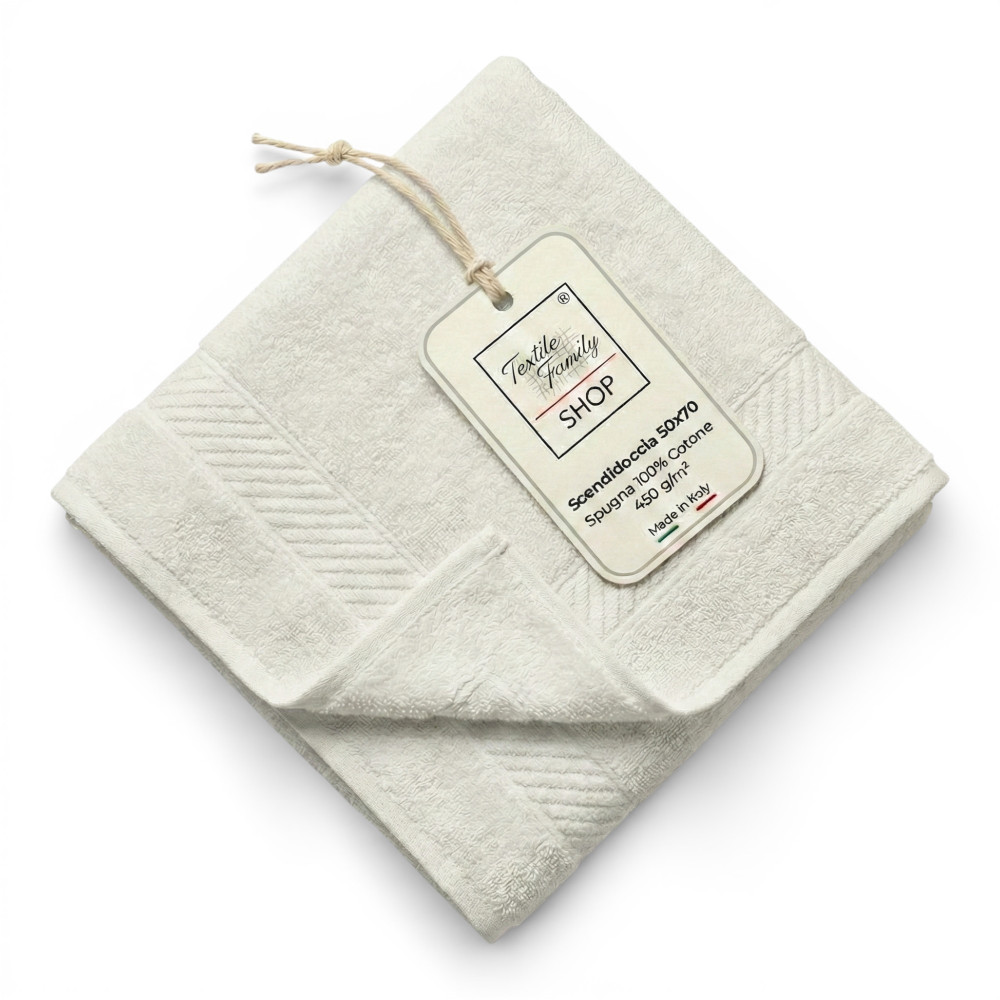 Esterilla de ducha de baño marfil 50x70 esponja de algodón 450 g/m² - Esterilla de ducha fabricada en Italia