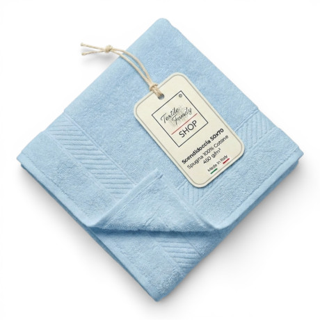Light Blue Bathroom Shower Mat 50x70 Cotton Sponge 450 g/m² - Shower Mat Made in Italy