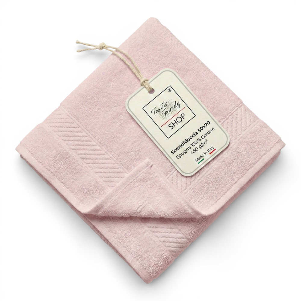 Pink Bathroom Shower Mat 50x70 Cotton Sponge 450 g/m² - Shower Mat Made in Italy