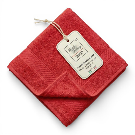 Tapis de douche rouge 50x70 éponge en coton 450 g/m² - Tapis de douche fabriqué en Italie