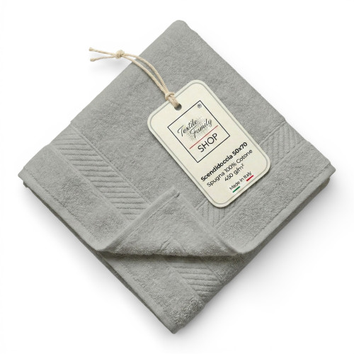 Scendidoccia Bagno Grigio 50x70 Spugna Cotone 450 g/m² - Tappetino Doccia Made in Italy