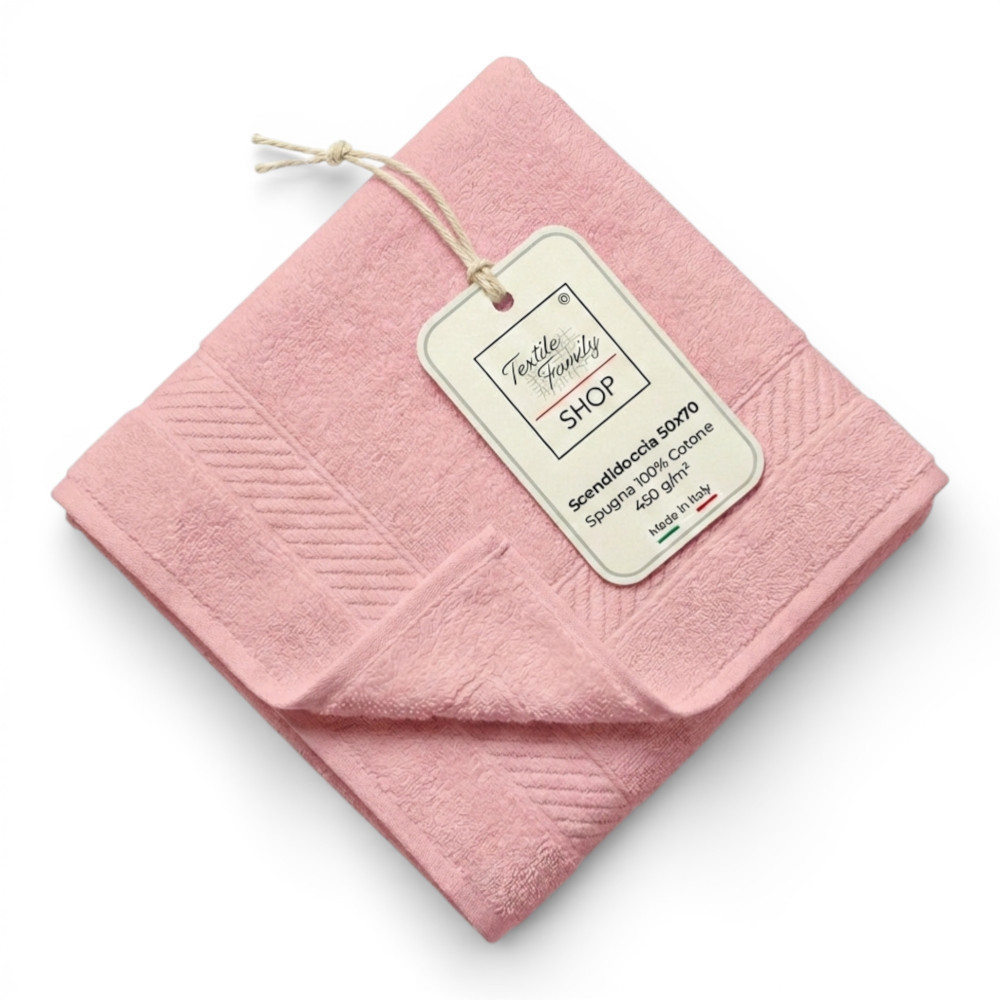 Tapis de douche de salle de bain rose ancien 50x70 éponge en coton 450 g/m² - Tapis de douche fabriqué en Italie