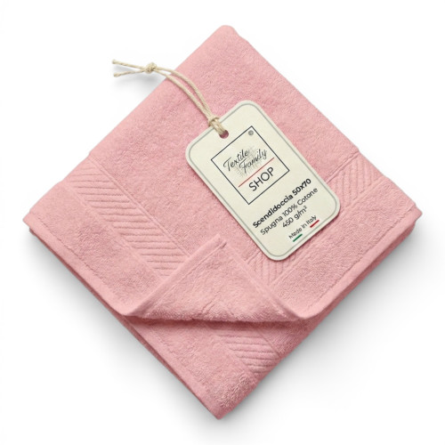 Antique Pink Bathroom Shower Mat 50x70 Cotton Sponge 450 g/m² - Shower Mat Made in Italy