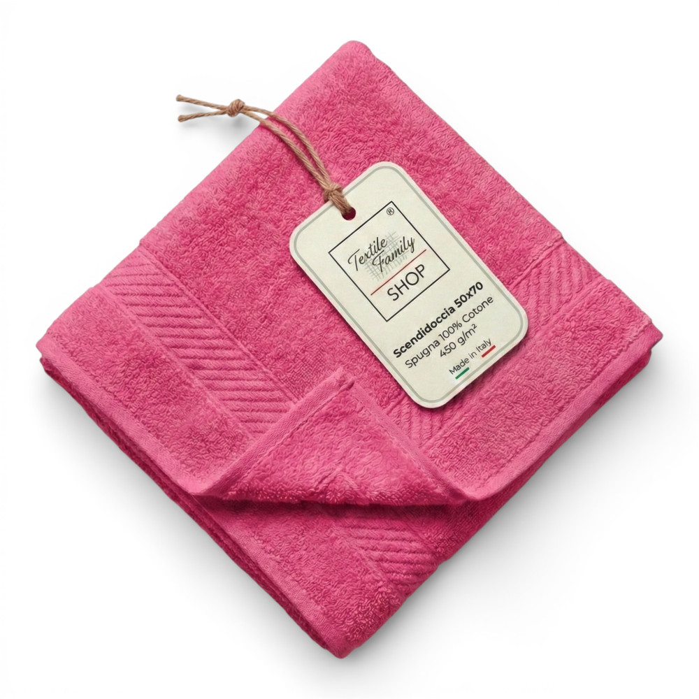 Fuchsia Bathroom Shower Mat 50x70 Cotton Sponge 450 g/m² - Shower Mat Made in Italy