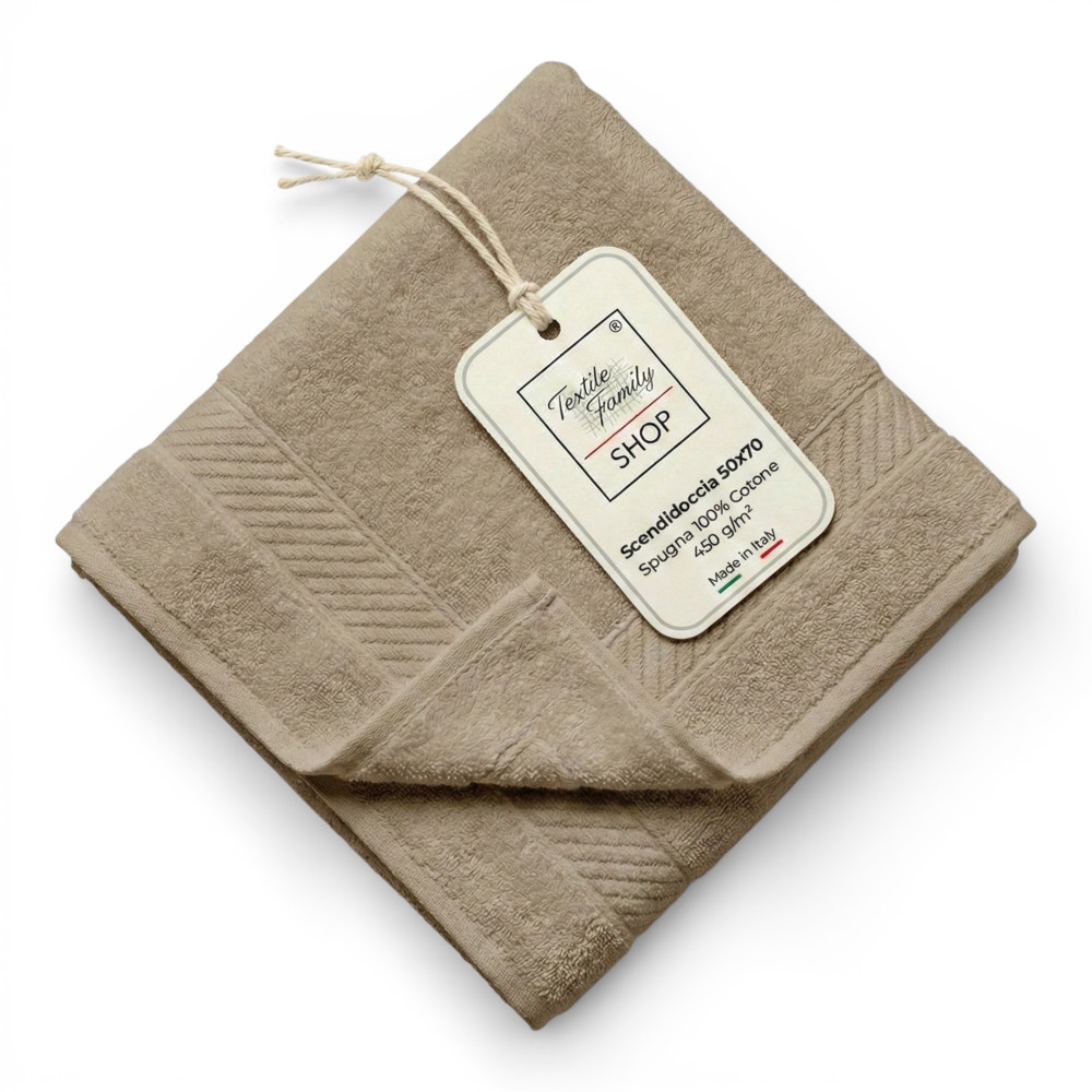 Beige Badezimmerduschmatte 50x70 Baumwollschwamm 450 g/m² – Duschmatte hergestellt in Italien