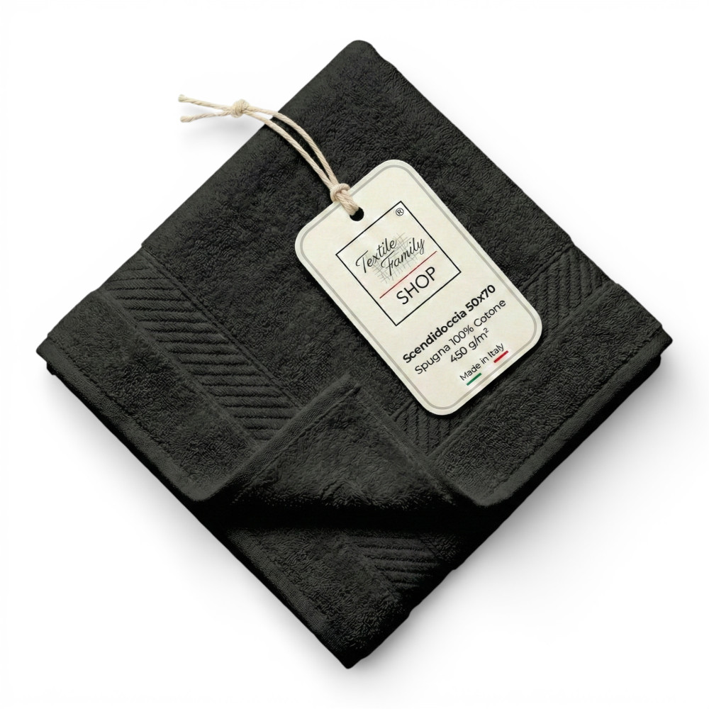 Black Bathroom Shower Mat 50x70 Cotton Sponge 450 g/m² - Shower Mat Made in Italy