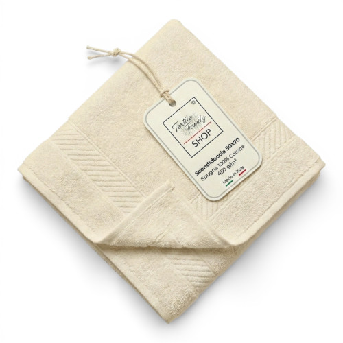 Ecru Bathroom Shower Mat 50x70 Cotton Sponge 450 g/m² - Shower Mat Made in Italy