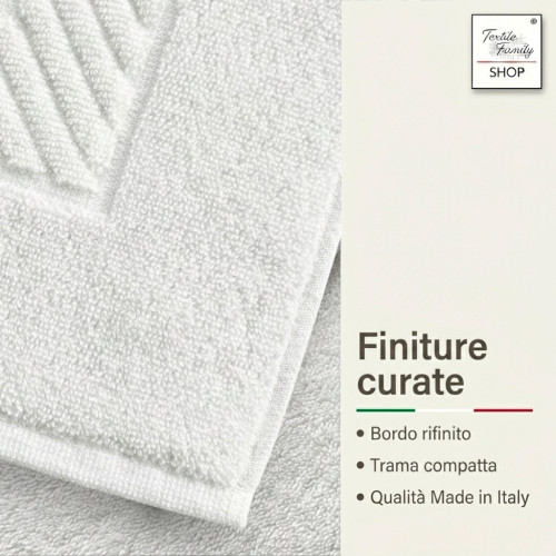Tapis de douche de salle de bain en grisaille 50x70 éponge en coton 450 g/m² - Tapis de douche fabriqué en Italie