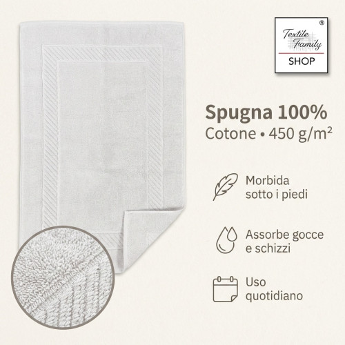 Alfombra de ducha de baño de gasolina 50x70 esponja de algodón 450 g/m² - Alfombra de ducha fabricada en Italia
