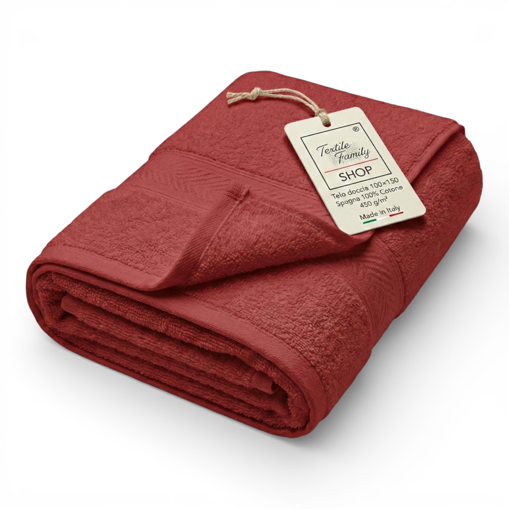 Bordaeux Shower Towel 100x150 in 100% Cotton Terry 450 g/m² Made in Italy
