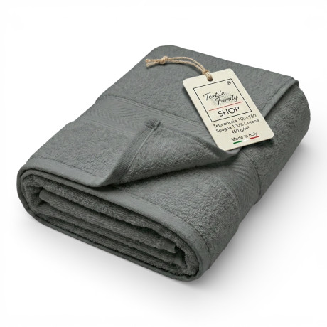 Telo Doccia Antracite 100x150 in Spugna 100% Cotone 450 g/m² Made in Italy
