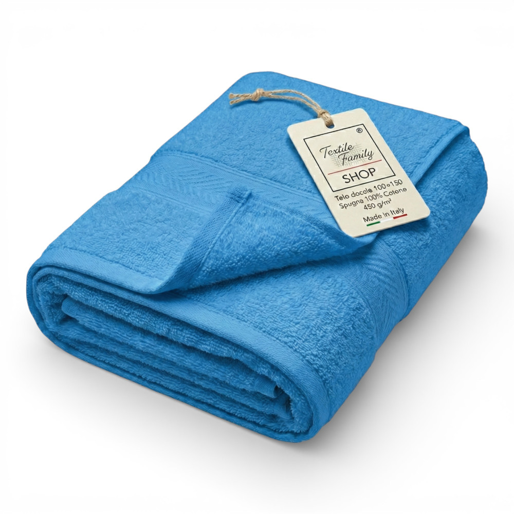 Serviette de douche Bluette 100x150 en éponge 100 % coton 450 g/m² Fabriqué en Italie