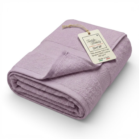 Toalla de ducha lila 100x150 en 100% algodón de rizo 450 g/m² Fabricado en Italia