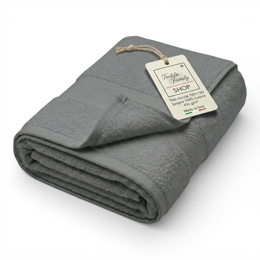 Grisaille Duschtuch 100x150 in 100% Baumwollschwamm 450 g/m² Hergestellt in Italien