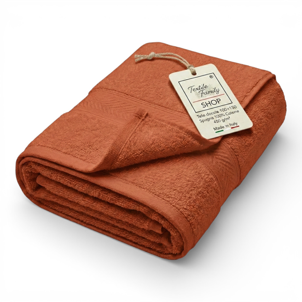 Serviette douche en terre cuite 100x150 en éponge 100 % coton 450 g/m² fabriquée en Italie
