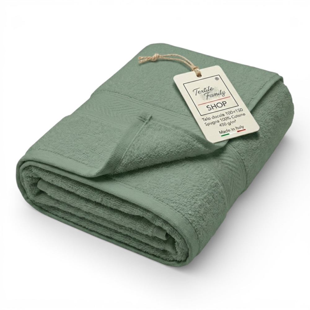 Toalla de ducha de espárragos 100x150 en 100% algodón Terry 450 g/m² Fabricado en Italia