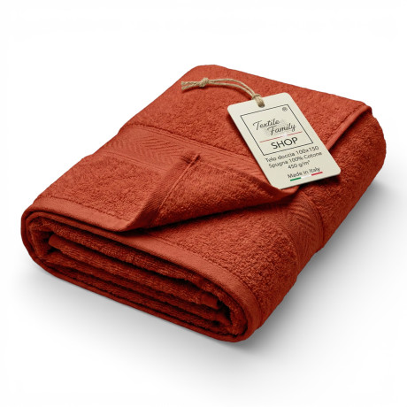 Burnt Shower Towel 100x150 in 100% Cotton Terry 450 g/m² Made in Italy