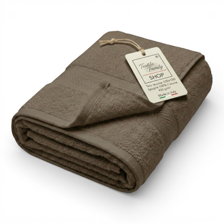 Telo Doccia Taupe 100x150 in Spugna 100% Cotone 450 g/m² Made in Italy