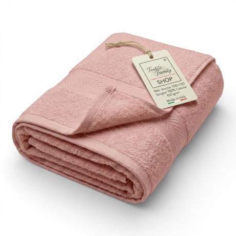 Shower Towel Blush 100x150 in 100% Cotton Sponge 450 g/m² Made in Italy