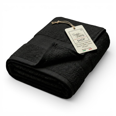 Schwarzes Duschtuch 100x150 aus 100% Baumwollfröterei 450 g/m² Hergestellt in Italien