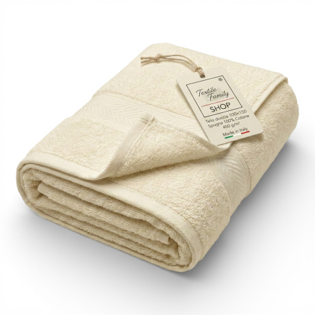 Ecru Duschtuch 100x150 in 100% Baumwoll-Terry 450 g/m² Hergestellt in Italien