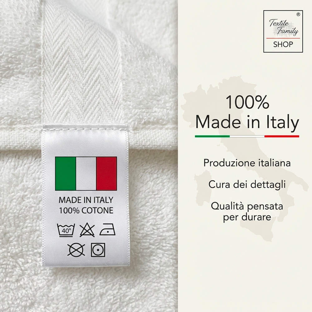 Toalla de ducha Luna 100x150 en 100% algodón Terry 450 g/m² Fabricado en Italia