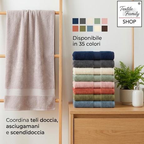 Toalla de ducha quemada 100x150 en 100% algodón de rizo 450 g/m² Fabricado en Italia