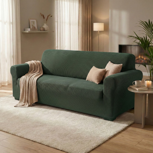 Couverture de canapé élastique ATHÈNES universelle VERT biélastique