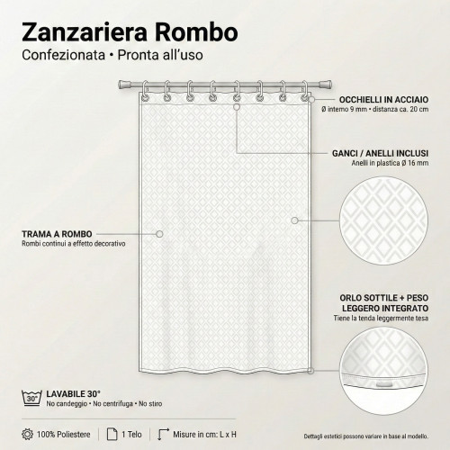 CORTINA MOSQUITERA EXTERIOR DIAMOND en 8 tamaños diferentes liso BEIGE