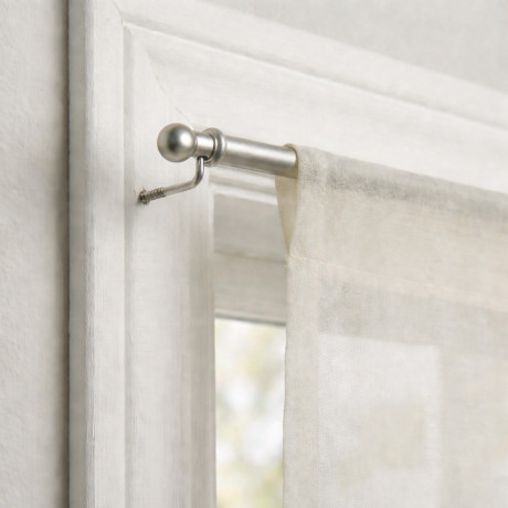 Coppia Astine Tex per Tenda a Vetro Ø7 mm in Ottone Nichelato Argento Opaco, Estensibili, con Viti, Made in Italy