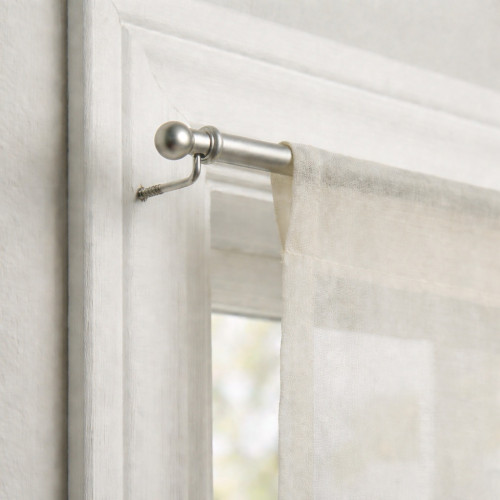 Pair of Tex Rods for Glass Curtain Ø7 mm in Matt Silver Nickel Plated Brass, Extendable, with Screws, Made in Italy