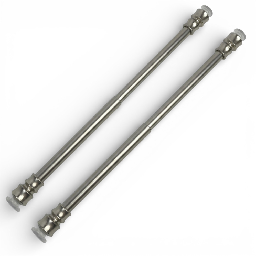 Pair of push-in rods for glass curtain in nickel-plated brass silver Tex, adjustable with suction cups, Ø7/8 mm, Made in Italy