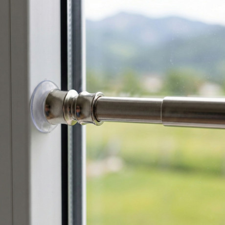 Par de varillas empujables para cortina de cristal en latón niquelado Tex, ajustables con ventosas, Ø7/8 mm, fabricadas en Itali